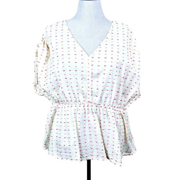 Lane Bryant Size 18/20 Plus Textured Peplum Blouse Dolman Sleeve White - Picture 3 of 11